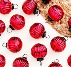 12 Pieces Glass Red Christmas Ornaments For Tree Decoration